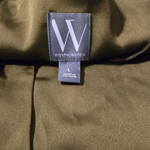 Ladies Worthington Brand (JCPenny) Olive Green Blouse - Size L - Picture 3 of 3